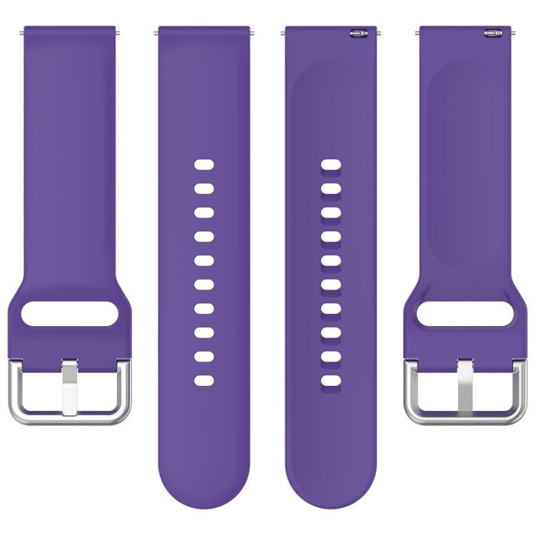 For CMF Watch Pro D395 22mm Solid Color Silver Buckle Silicone Watch Band, Size:L(Purple)