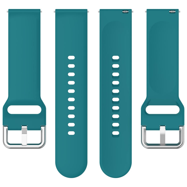 For CMF Watch Pro D395 22mm Solid Color Silver Buckle Silicone Watch Band, Size:S(Green)
