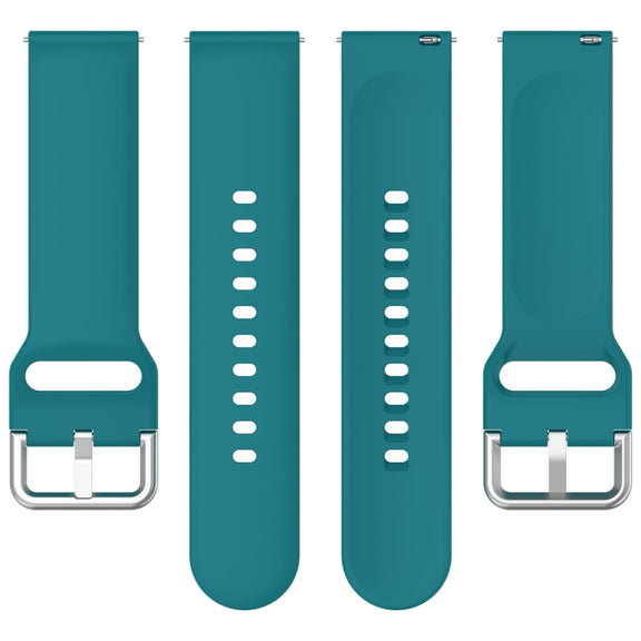 For CMF Watch Pro D395 22mm Solid Color Silver Buckle Silicone Watch Band, Size:S(Green)