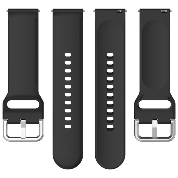 For CMF Watch Pro D395 22mm Solid Color Silver Buckle Silicone Watch Band, Size:S(Black)