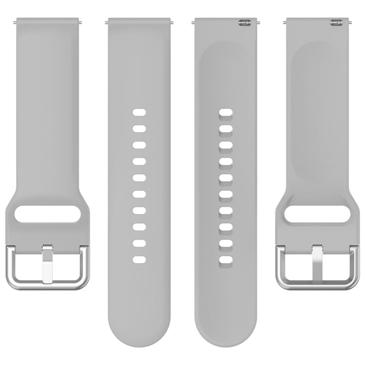 For CMF Watch Pro D395 22mm Solid Color Silver Buckle Silicone Watch Band, Size:S(Grey)