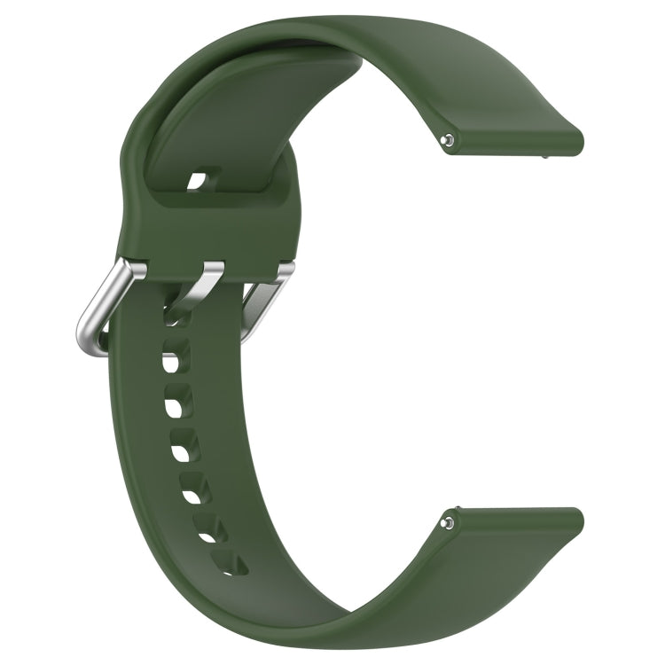 For CMF Watch Pro D395 22mm Solid Color Silver Buckle Silicone Watch Band, Size:S(Army Green)