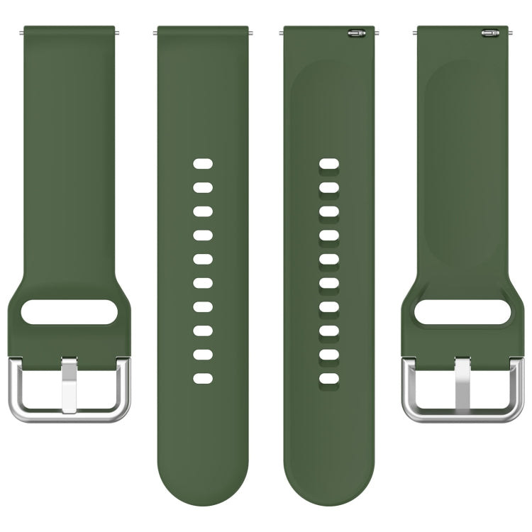 For CMF Watch Pro D395 22mm Solid Color Silver Buckle Silicone Watch Band, Size:S(Army Green)