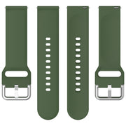 For CMF Watch Pro D395 22mm Solid Color Silver Buckle Silicone Watch Band, Size:S(Army Green)