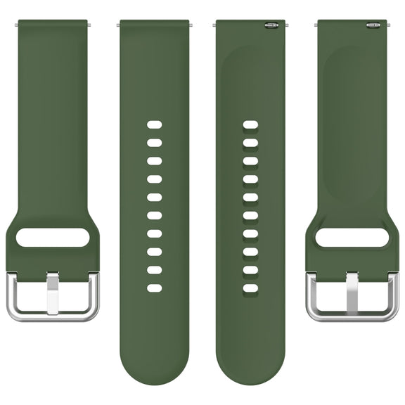 For CMF Watch Pro D395 22mm Solid Color Silver Buckle Silicone Watch Band, Size:S(Army Green)