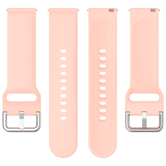 For CMF Watch Pro D395 22mm Solid Color Silver Buckle Silicone Watch Band, Size:S(Light Pink)