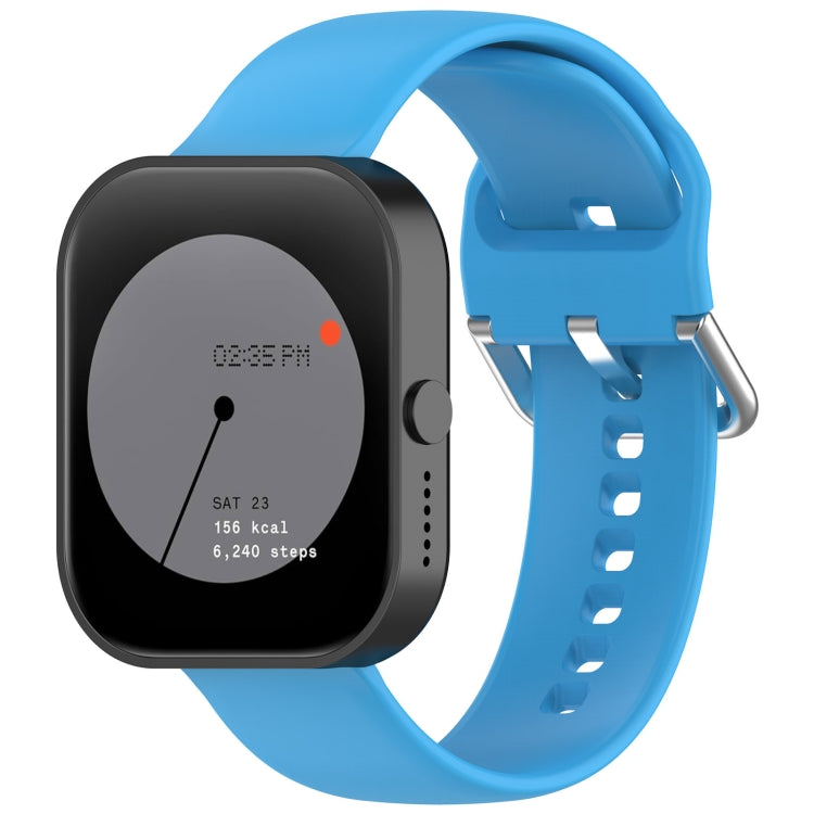 For CMF Watch Pro D395 22mm Solid Color Silver Buckle Silicone Watch Band, Size:S(Sky Blue)