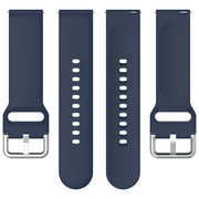 For CMF Watch Pro D395 22mm Solid Color Silver Buckle Silicone Watch Band, Size:S(Midnight Blue)