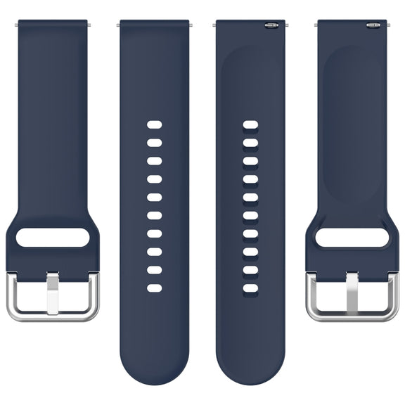 For CMF Watch Pro D395 22mm Solid Color Silver Buckle Silicone Watch Band, Size:S(Midnight Blue)