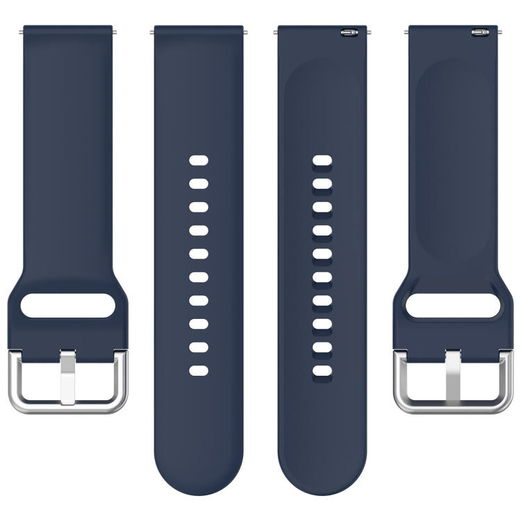 For CMF Watch Pro D395 22mm Solid Color Silver Buckle Silicone Watch Band, Size:S(Midnight Blue)