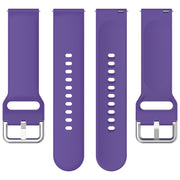 For CMF Watch Pro D395 22mm Solid Color Silver Buckle Silicone Watch Band, Size:S(Purple)