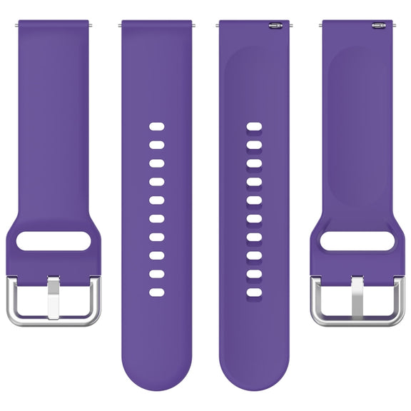 For CMF Watch Pro D395 22mm Solid Color Silver Buckle Silicone Watch Band, Size:S(Purple)