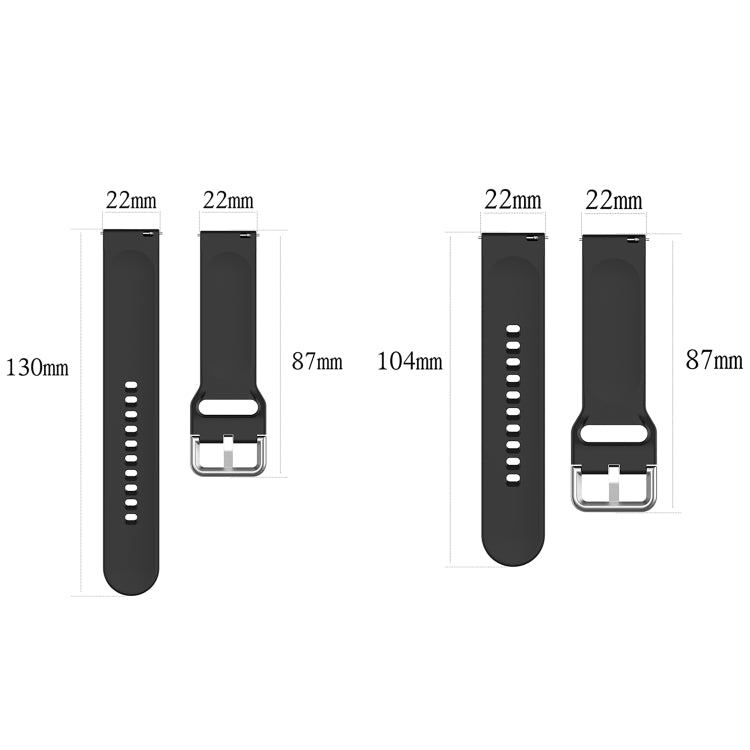For CMF Watch Pro D395 22mm Solid Color Silver Buckle Silicone Watch Band, Size:S(Black)