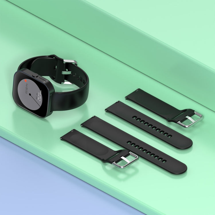 For CMF Watch Pro D395 22mm Solid Color Silver Buckle Silicone Watch Band, Size:S(Black)