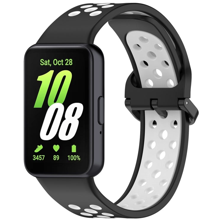 For Samsung Galaxy Fit 3 Two Color Breathable Silicone Watch Band(Black White)