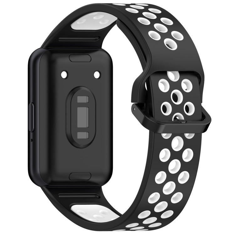 For Samsung Galaxy Fit 3 Two Color Breathable Silicone Watch Band(Black White)
