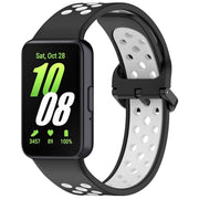 For Samsung Galaxy Fit 3 Two Color Breathable Silicone Watch Band(Black White)