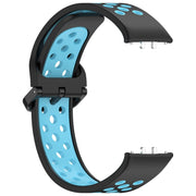 For Samsung Galaxy Fit 3 Two Color Breathable Silicone Watch Band(Black Blue)
