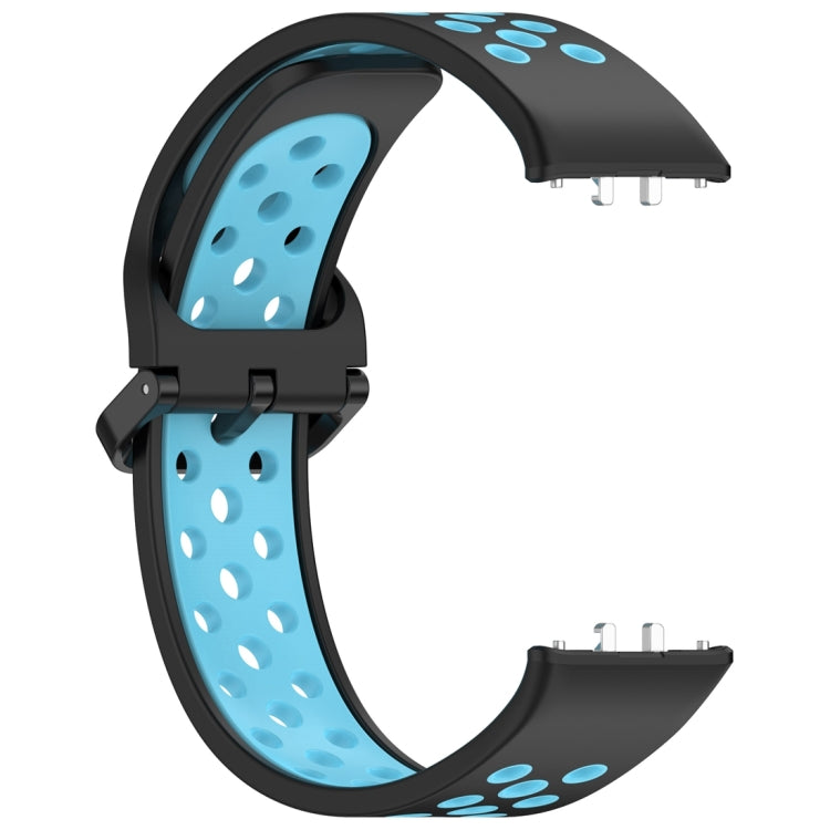For Samsung Galaxy Fit 3 Two Color Breathable Silicone Watch Band(Black Blue)