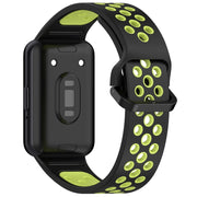 For Samsung Galaxy Fit 3 Two Color Breathable Silicone Watch Band(Black Lime)