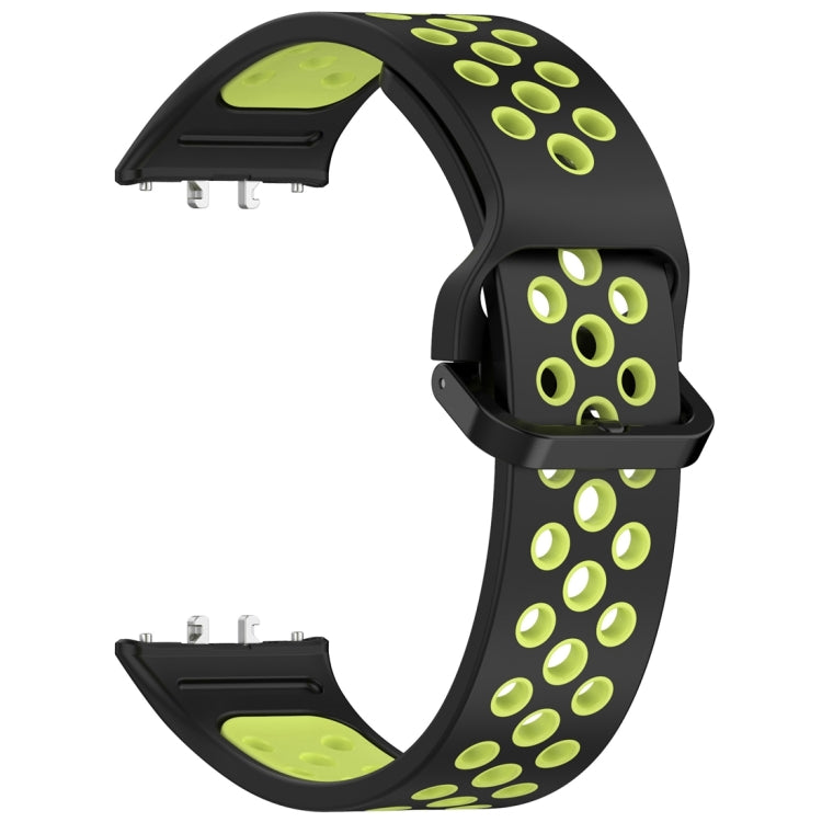 For Samsung Galaxy Fit 3 Two Color Breathable Silicone Watch Band(Black Lime)