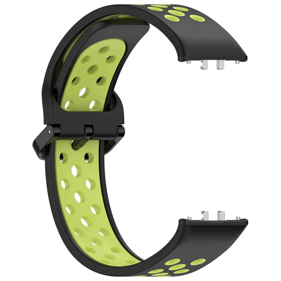 For Samsung Galaxy Fit 3 Two Color Breathable Silicone Watch Band(Black Lime)