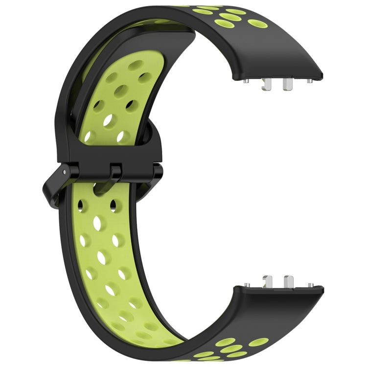 For Samsung Galaxy Fit 3 Two Color Breathable Silicone Watch Band(Black Lime)