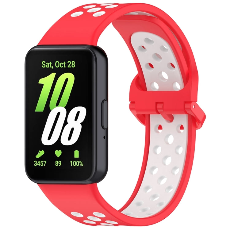 For Samsung Galaxy Fit 3 Two Color Breathable Silicone Watch Band(Red White)