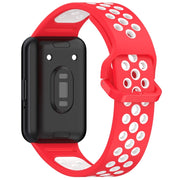 For Samsung Galaxy Fit 3 Two Color Breathable Silicone Watch Band(Red White)