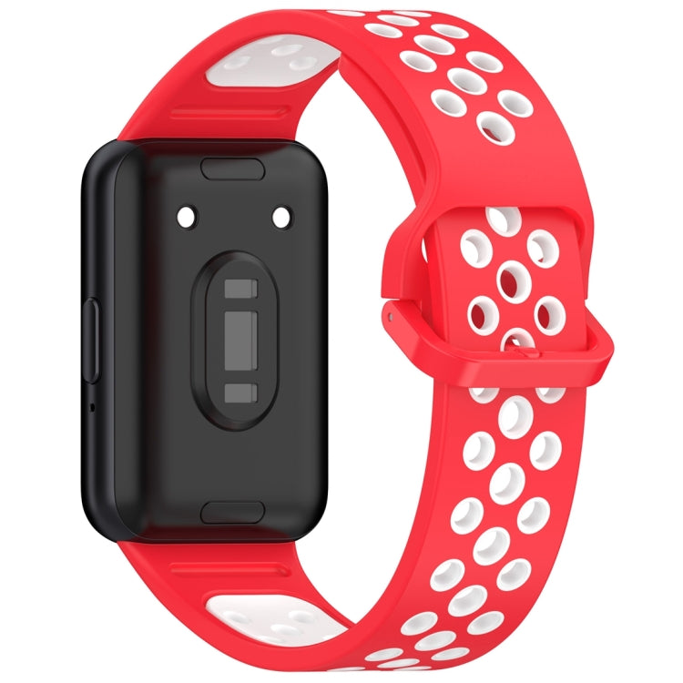 For Samsung Galaxy Fit 3 Two Color Breathable Silicone Watch Band(Red White)