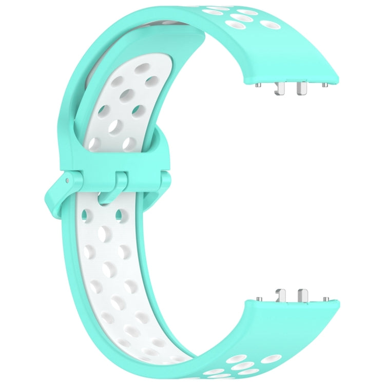 For Samsung Galaxy Fit 3 Two Color Breathable Silicone Watch Band(Teal White)