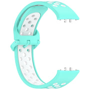 For Samsung Galaxy Fit 3 Two Color Breathable Silicone Watch Band(Teal White)