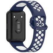 For Samsung Galaxy Fit 3 Two Color Breathable Silicone Watch Band(Midnight Blue White)