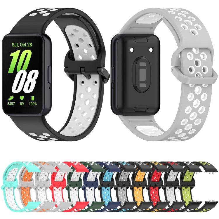 For Samsung Galaxy Fit 3 Two Color Breathable Silicone Watch Band(Red White)