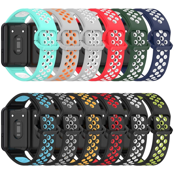For Samsung Galaxy Fit 3 Two Color Breathable Silicone Watch Band(Red White)