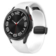 For Samsung Galaxy Watch 6 Magnetic Black Buckle Leather Silicone Watch Band(White) - Watch Bands by PMC TechLife | Online Shopping South Africa | PMC TechLife