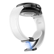 For Samsung Galaxy Watch 6 Magnetic Black Buckle Leather Silicone Watch Band(White)