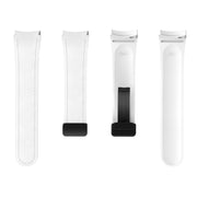 For Samsung Galaxy Watch 6 Magnetic Black Buckle Leather Silicone Watch Band(White)