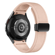 For Samsung Galaxy Watch 6 Magnetic Black Buckle Leather Silicone Watch Band(Pink)