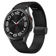 For Samsung Galaxy Watch 6 Magnetic Black Buckle Leather Silicone Watch Band(Black) - Watch Bands by PMC TechLife | Online Shopping South Africa | PMC TechLife