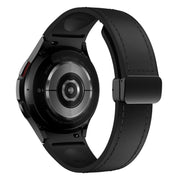 For Samsung Galaxy Watch 6 Magnetic Black Buckle Leather Silicone Watch Band(Black)