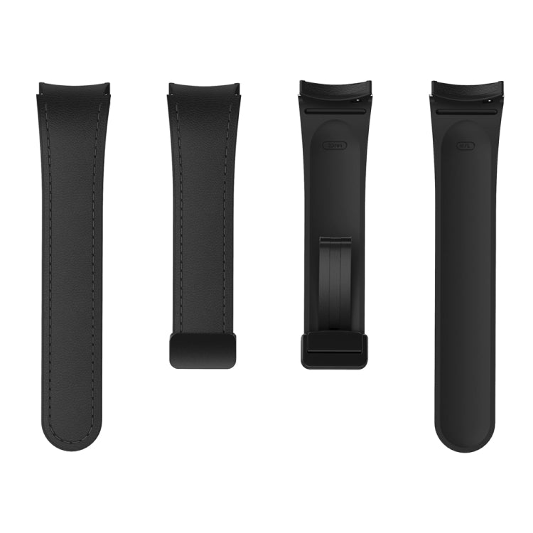 For Samsung Galaxy Watch 6 Magnetic Black Buckle Leather Silicone Watch Band(Black)