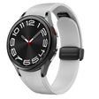 For Samsung Galaxy Watch 6 Magnetic Black Buckle Leather Silicone Watch Band(Light Grey) - Watch Bands by PMC TechLife | Online Shopping South Africa | PMC TechLife