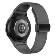 For Samsung Galaxy Watch 6 Magnetic Black Buckle Leather Silicone Watch Band(Space Grey)