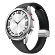 For Samsung Galaxy Watch 6 Slim Magnetic Silver Buckle Leather Silicone Watch Band(Black) - Watch Bands by PMC TechLife | Online Shopping South Africa | PMC TechLife