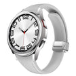 For Samsung Galaxy Watch 6 Slim Magnetic Silver Buckle Leather Silicone Watch Band(Light Grey) - Watch Bands by PMC TechLife | Online Shopping South Africa | PMC TechLife