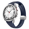 For Samsung Galaxy Watch 6 Slim Magnetic Silver Buckle Leather Silicone Watch Band(Midnight Blue) - Watch Bands by PMC TechLife | Online Shopping South Africa | PMC TechLife