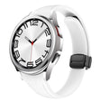 For Samsung Galaxy Watch 6 Slim Magnetic Black Buckle Leather Silicone Watch Band(White) - free shipping - PMC TechLife - Order now!