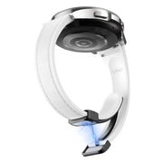 For Samsung Galaxy Watch 6 Slim Magnetic Black Buckle Leather Silicone Watch Band(White)