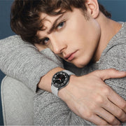 For Samsung Galaxy Watch 6 Magnetic Silver Buckle Leather Silicone Watch Band(Light Grey)